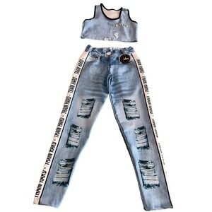 Jack Moda Fitness Womens 2 Piece Tank Top Leggings Outfit Yoga Fitness Gym Med